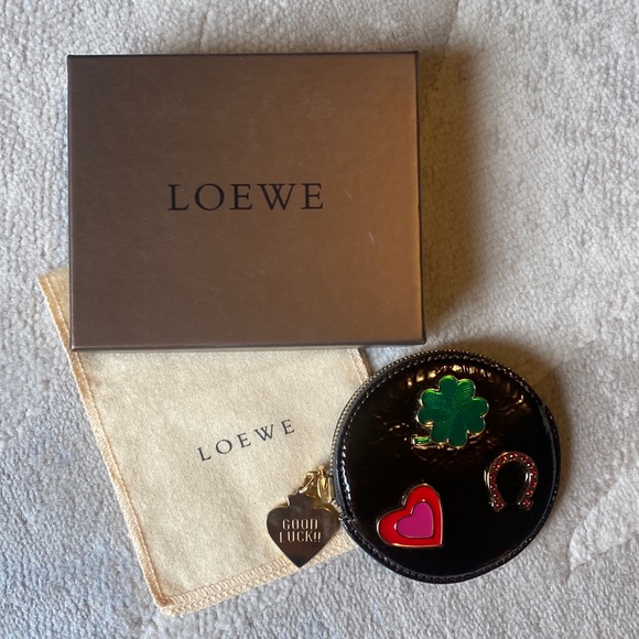 Loewe Round Coin Shiny Zip Pouch Good Luck Charm! - Picture 2 of 13